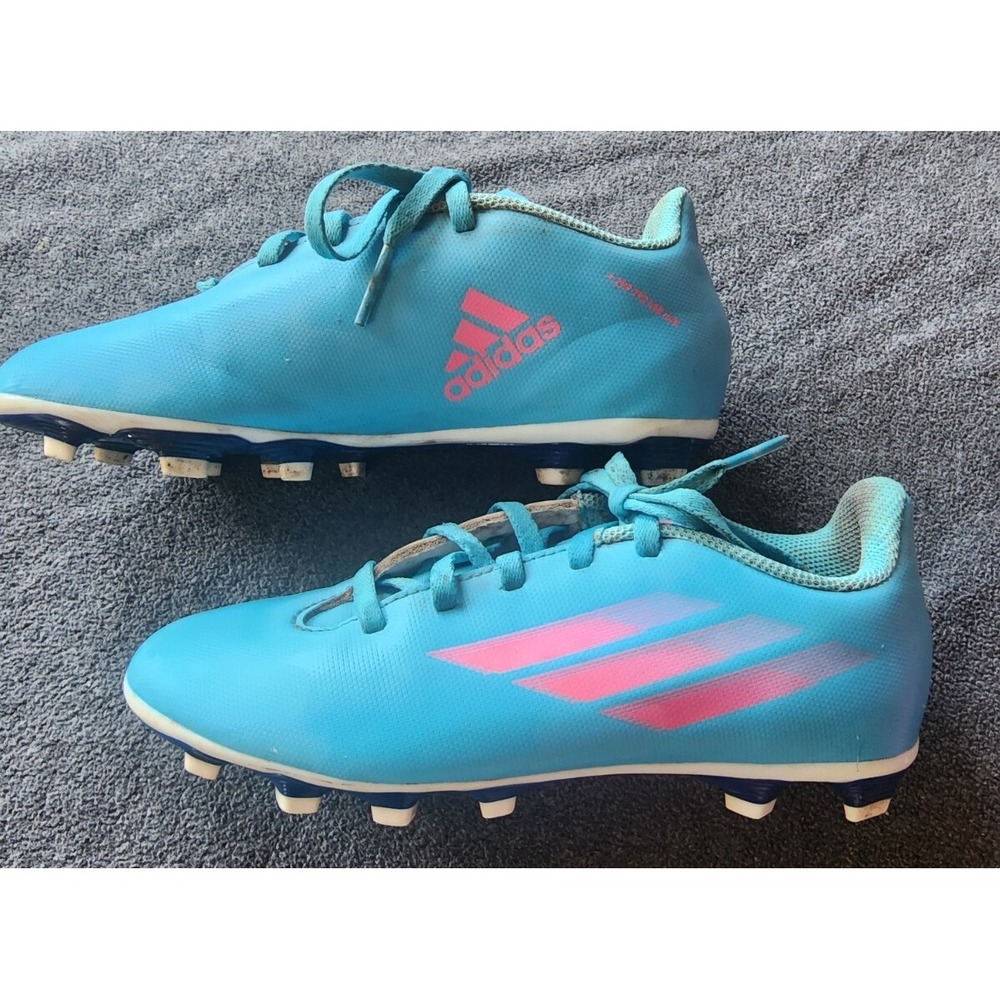 adidas X SPEEDFLOW.4 FxG J Youth kids Size‎ 3.5 Blue/Pink Used Condition